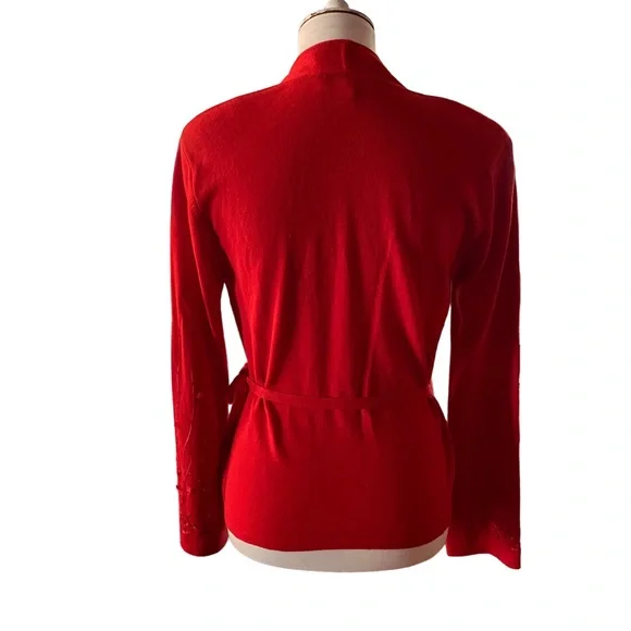 Escada Beautiful Red Wrap Sweater Cardigan Top - Picture 3 of 11